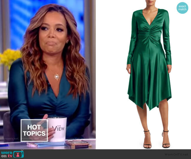 Satin Handkerchief-Hem Dress by Jonathan Simkhai worn by Sunny Hostin on The View