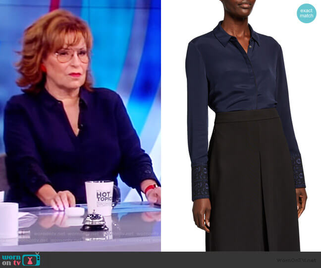 Rue Button-Front Silk Blouse by Kobi Halperin worn by Joy Behar on The View