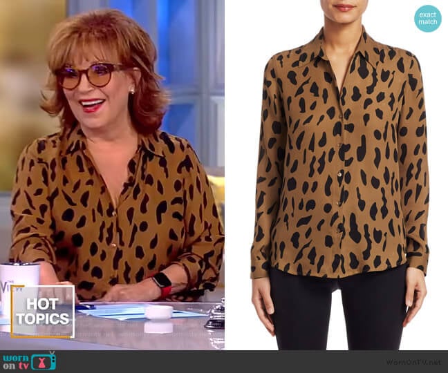 Nina Animal-Print Silk Blouse by L'Agence worn by Joy Behar on The View