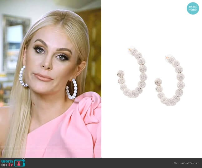 Stardust Crystal Hoop Earrings by Lele Sadoughi worn by Kameron Westcott on The Real Housewives of Dallas