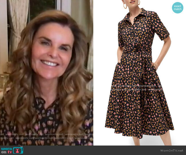 Leopard Tie Waist Short Sleeve Dress by J. Crew worn by Maria Shriver on Today