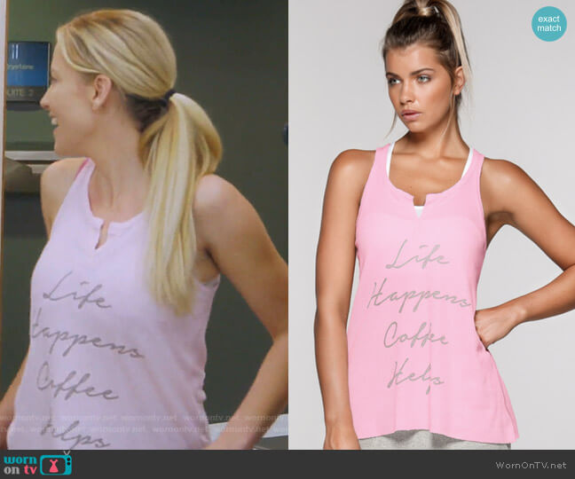 Life Happens Tank by Lorna Jane worn by Stephanie Hollman  on The Real Housewives of Dallas