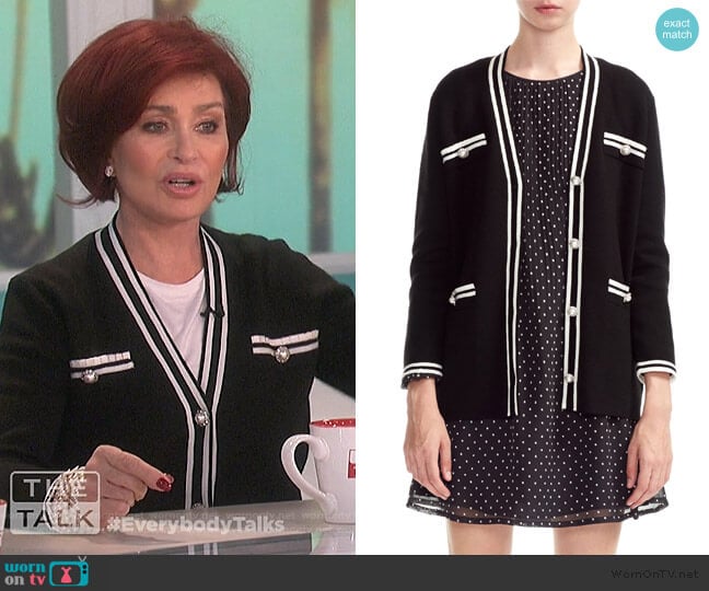 Myster Cardigan by Maje worn by Sharon Osbourne on The Talk