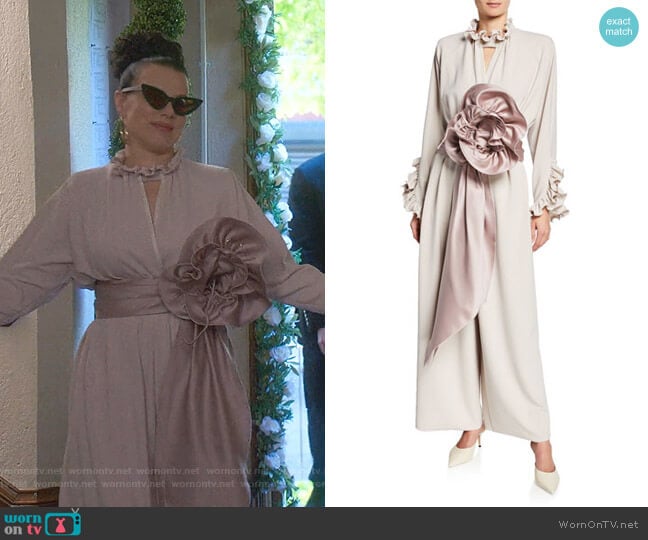 Rosette Crepe Jersey Jumpsuit by Marc Jacobs worn by Maggie (Debi Mazar) on Younger