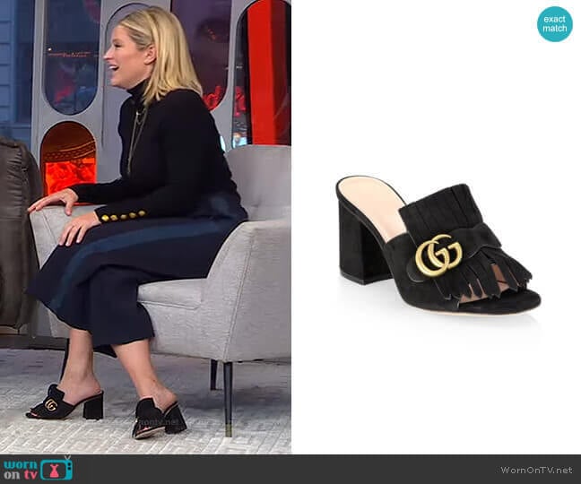 Marmont Suede Sandals by Gucci worn by Sara Haines on Good Morning America