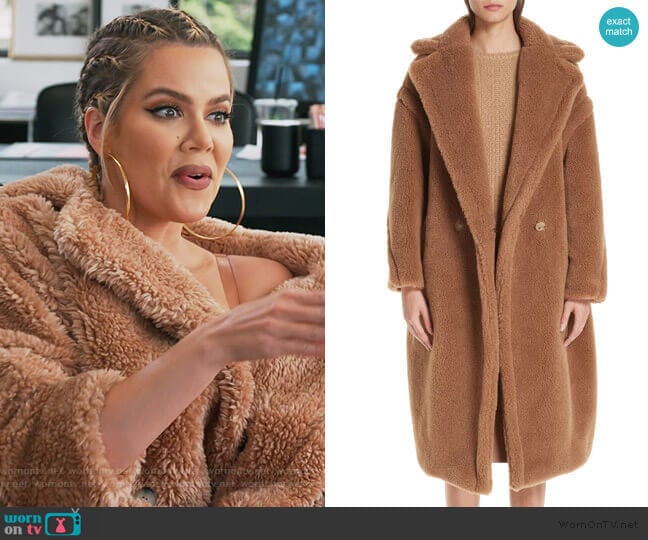 Teddy Bear Icon Faux Fur Coat by Max Mara worn by Khloe Kardashian on Keeping Up with the Kardashians