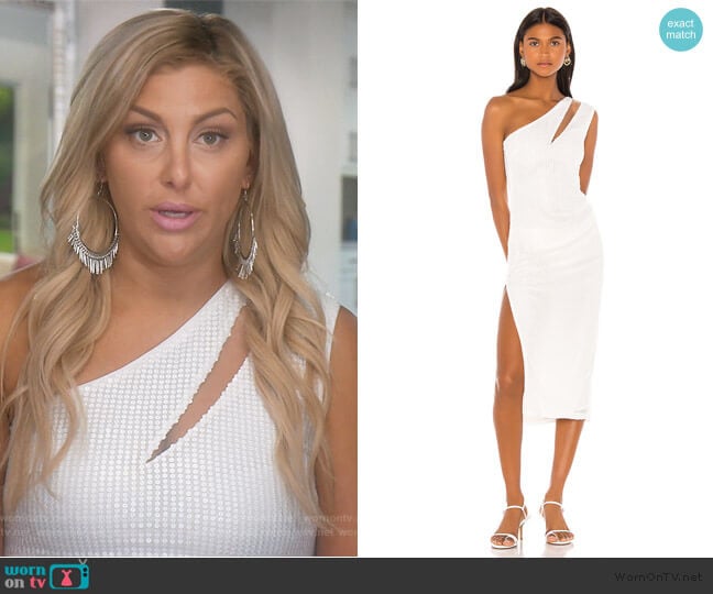 x Revolve Ryley Midi Dress by Michael Costello worn by Gina Kirschenheiter on The Real Housewives of Orange County