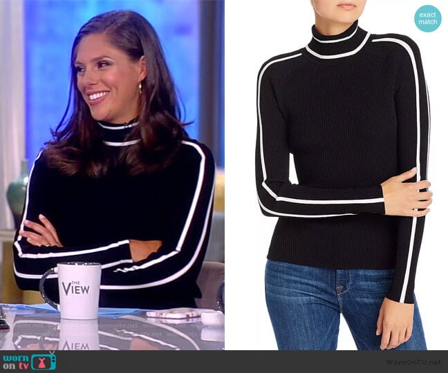 Racer Stripe Ribbed-Knit Top by Milly worn by Abby Huntsman on The View