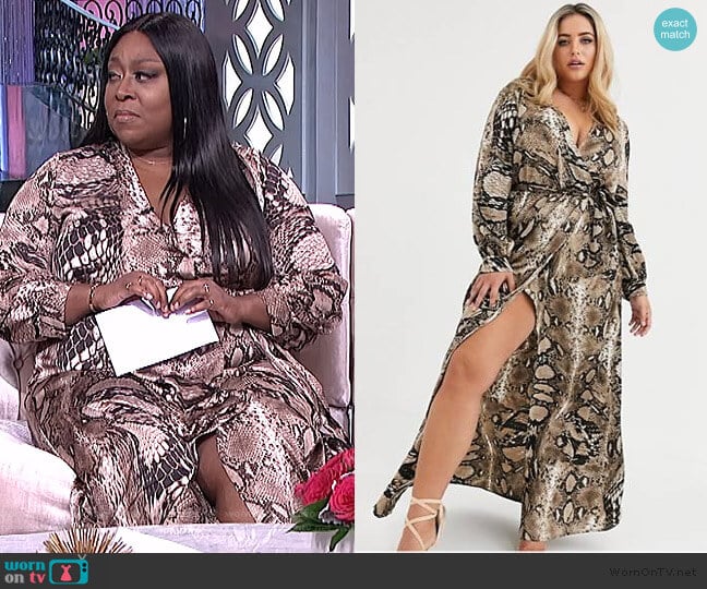 Plus Plunge Maxi Dress in Snake Print by Missguided by ASOS worn by Loni Love on The Real