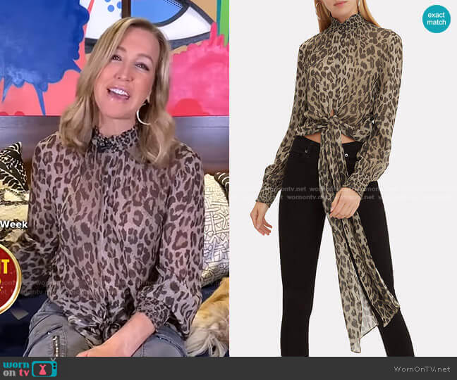 Mock Neck Leopard Blouse by Nicholas worn by Lara Spencer on Good Morning America