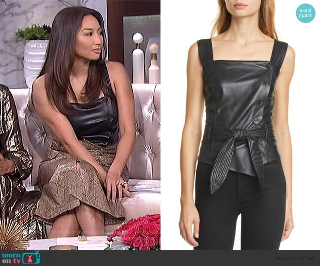 Asya Vegan Leather Top by Nanushka worn by Jeannie Mai on The Real