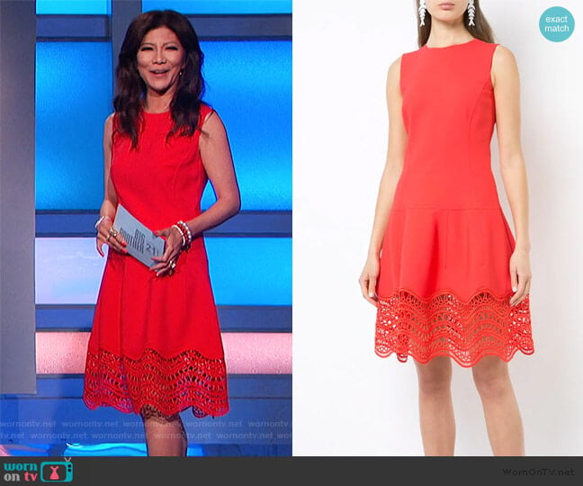 Drop-waist Scalloped-hem Dress by Oscar De La Renta worn by Julie Chen on Big Brother