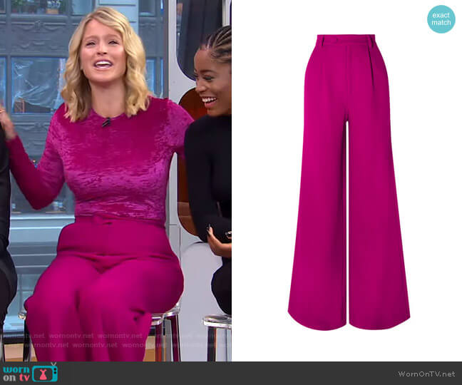 WornOnTV: Sara’s pink velvet top and wide-leg pants on GMA Strahan Sara ...