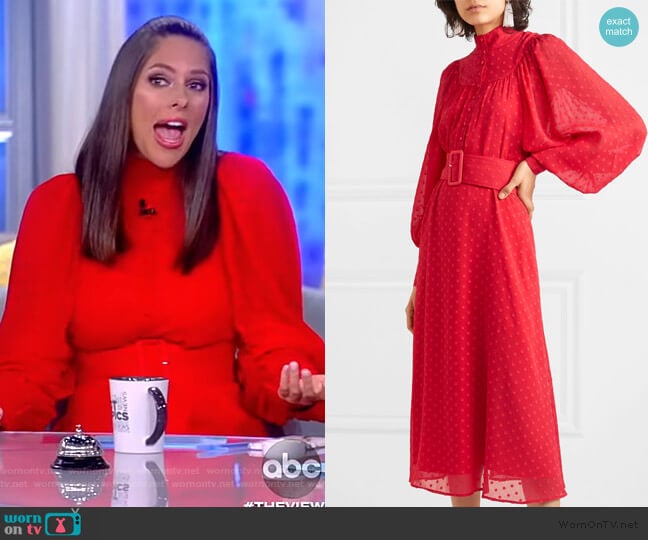 Floral Embroidered Midi Dress by Rotate worn by Abby Huntsman on The View