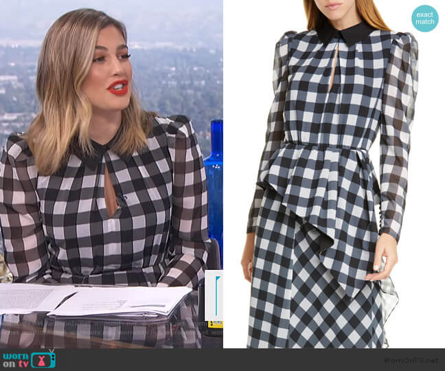 Gingham Asymmetrical Peplum Blouse by Self Portrait worn by Carissa Loethen Culiner on E! News