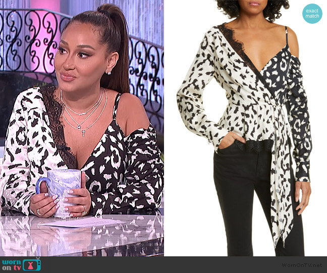 Leopard Print One-Shoulder Top by Self Portrait worn by Adrienne Houghton on The Real