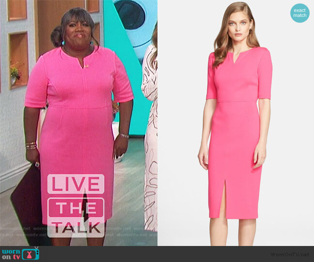 Milano Knit V-Neck Dress by St. John Collection worn by Sheryl Underwood on The Talk