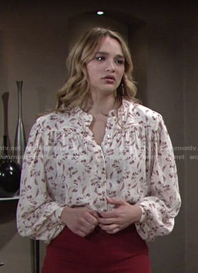 Summer’s white floral bouse on The Young and the Restless