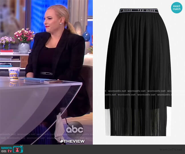 Colour-block pleated crepe skirt by Ted Baker worn by Meghan McCain on The View