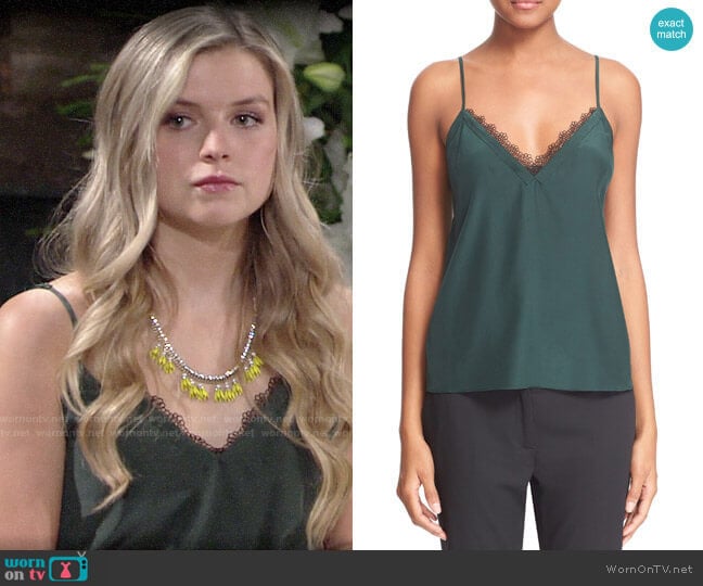 The Kooples Lace Trim Crêpe de Chine Camisole  worn by Zoe Hardisty (Anna Grace Barlow) on The Young and the Restless