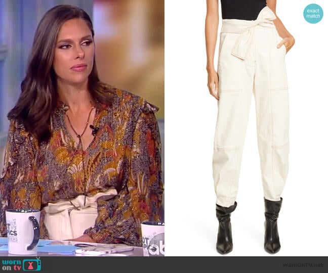 Storm Tie Waist Tapered Jeans by Ulla Johnson worn by Abby Huntsman on The View