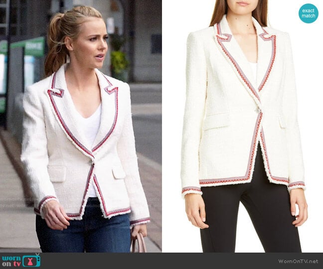 Veronica Beard Raw Edge Cutaway Blazer worn by Katrina Bennett (Amanda Schull) on Suits