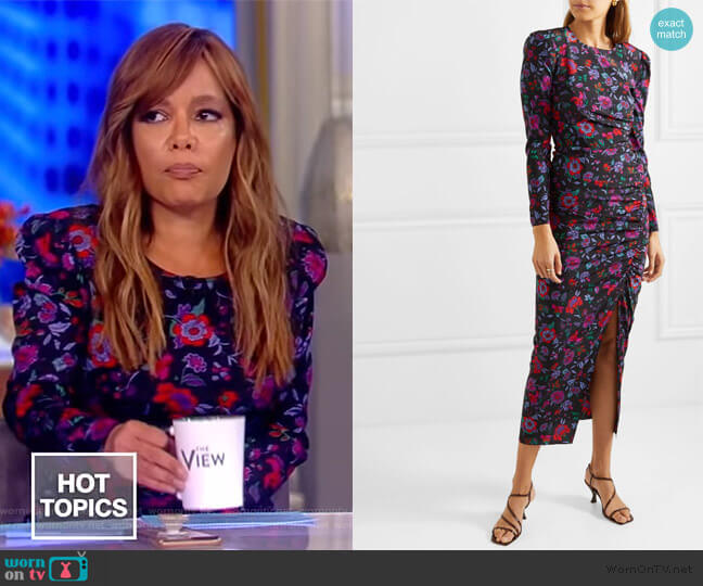 Selena floral-print stretch-silk midi dress by Veronica Beard worn by Sunny Hostin on The View