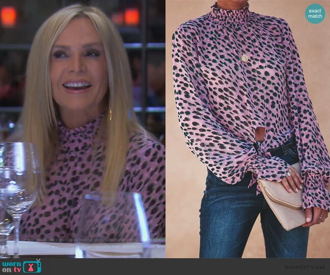 Leopard Spot Blouse by Vici worn by Tamra Judge on The Real Housewives of Orange County