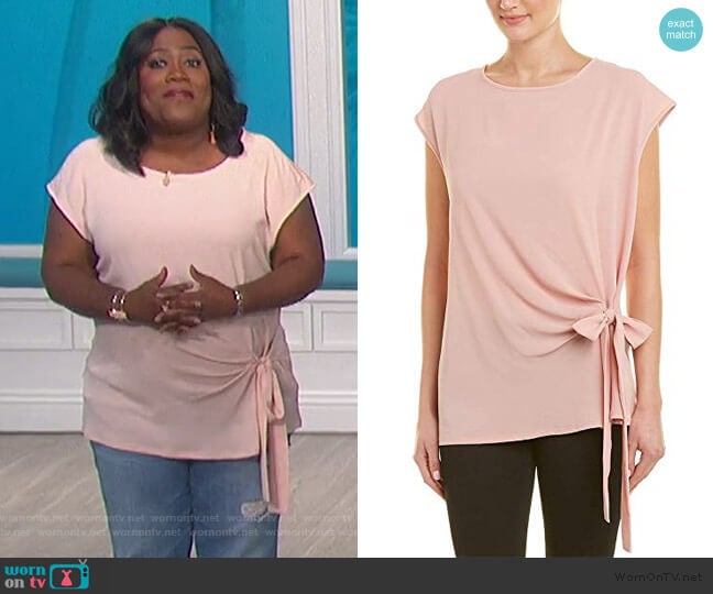 Short Sleevve Tie Front Blouse by Vince Camuto worn by Sheryl Underwood on The Talk