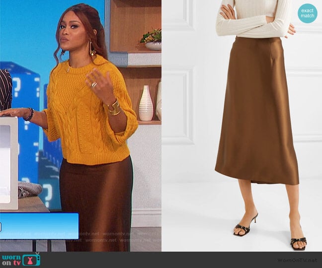 Silk-satin Midi Skirt by Vince worn by Eve on The Talk