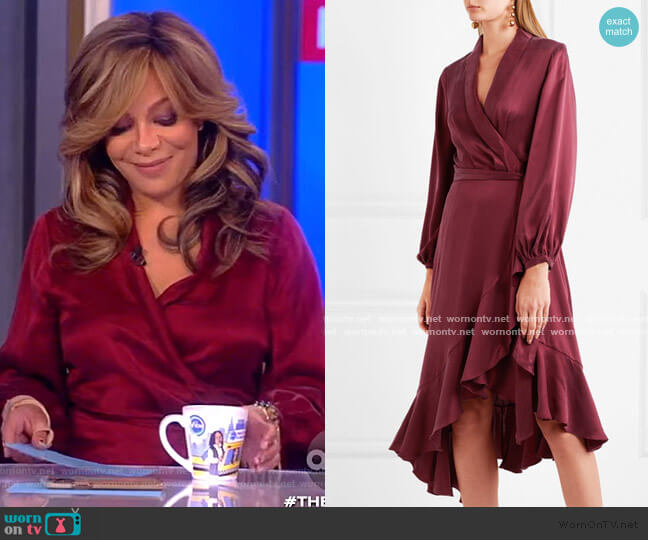 WornOnTV: Sunny’s burgundy satin wrap dress on The View | Sunny Hostin ...