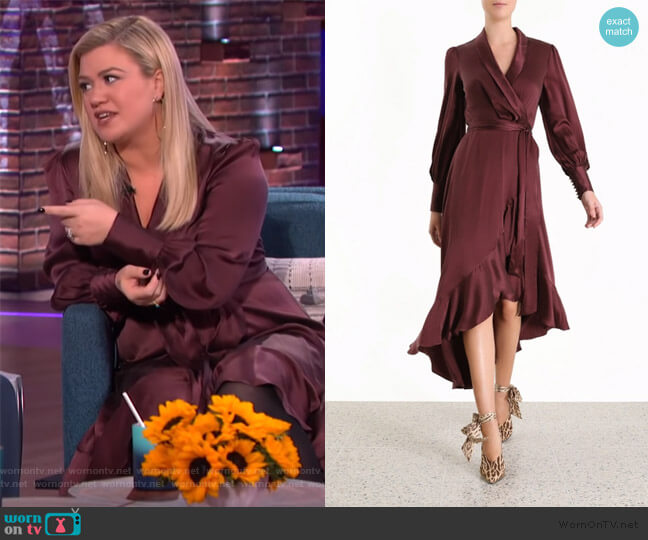 WornOnTV: Kelly’s burgundy satin wrap dress on The Kelly Clarkson Show ...