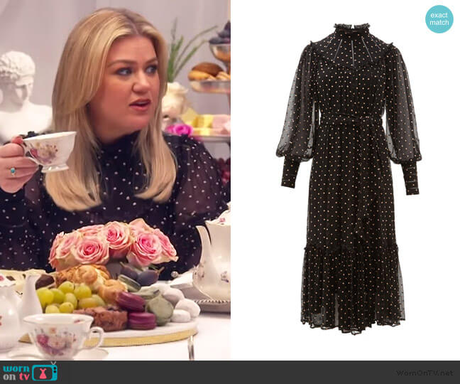 Espionage Polka Dot Dress by Zimmermann worn by Kelly Clarkson on The Kelly Clarkson Show