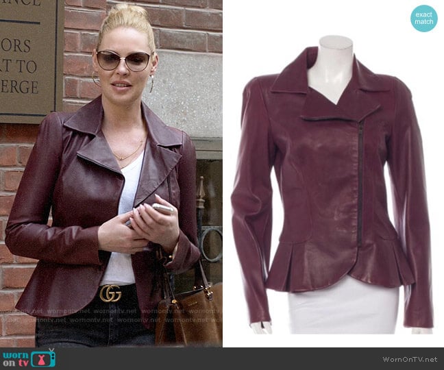 Alexander McQueen Peplum Leather Jacket worn by Samantha Wheeler (Katherine Heigl) on Suits