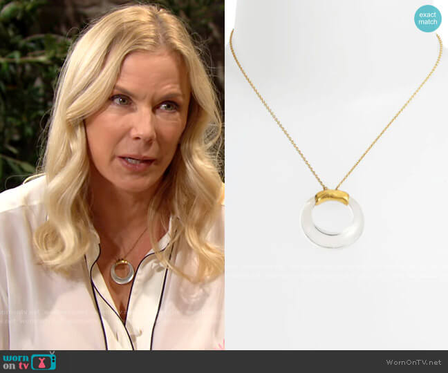 Alexis Bittar Lucite® Clear Open Circle Pendant Necklace worn by Brooke Logan (Katherine Kelly Lang) on The Bold & the Beautiful