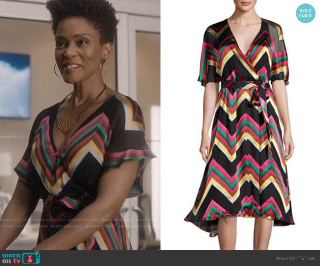 WornOnTV: Kerissa’s chevron striped wrap dress on Greenleaf | Kim ...