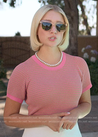 Alice's pink short sleeve knit top on The Politician