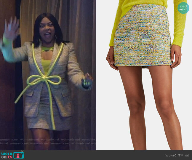 Crystal-Embellished Tweed Miniskirt by Area worn by Cookie Lyon (Taraji P. Henson) on Empire