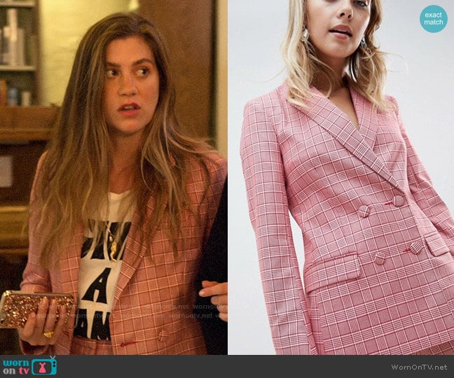 ASOS DESIGN Tailored Double Breasted Blazer in Red Check worn by McAfee (Laura Dreyfuss) on The Politician