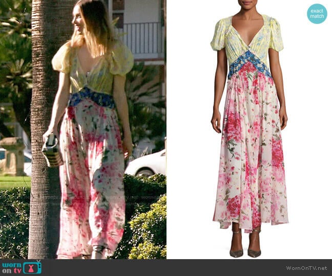 Attico Mixed Floral Georgette Maxi Dress worn by Whitney Port (Whitney Port) on The Hills New Beginnings