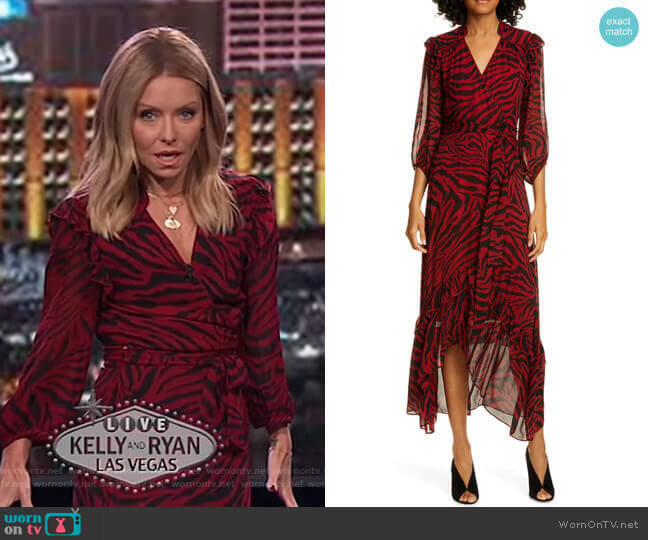 Selena Wrap Midi Dress by Ba&Sh worn by Kelly Ripa on Live with Kelly and Mark