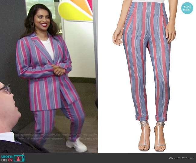 Bcbgmaxazria Striped Slim Ankle Pant worn by Lilly Singh on A Little Late with Lilly Singh