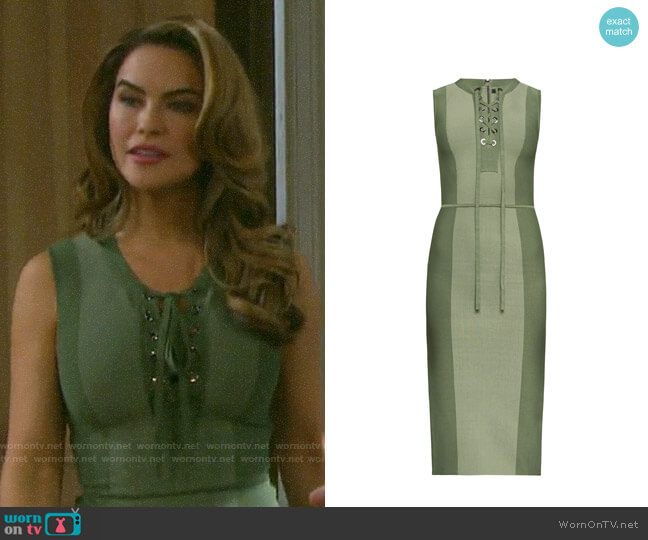 Bcbgmaxazria Safari Stripe Bodycon Dress worn by Jordan Ridgeway (Chrishell Hartley) on Days of our Lives