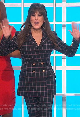 Marie’s black check double breasted blazer on The Talk