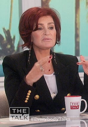 Sharon’s black double breasted blazer on The Talk