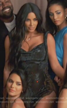 Kim's black embellished mini dress on Keeping Up with the Kardashians