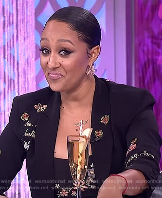 Tamera’s embroidered blazer and dress on The Real