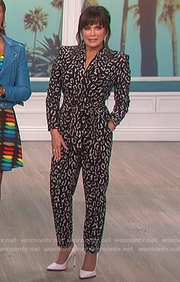 Marie’s black leopard jumpsuit on The Talk