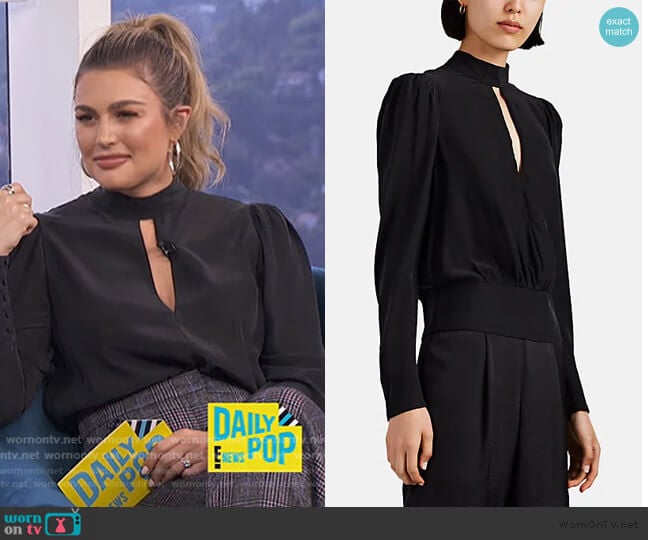 Silk Satin Keyhole Blouse by Frame worn by Carissa Loethen Culiner on E! News