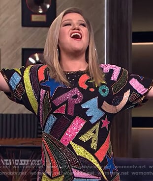 Kelly's black sequin embellished dress on The Kelly Clarkson Show